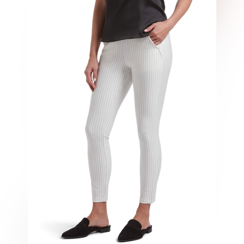 HUE Women's Striped White Pants leggings